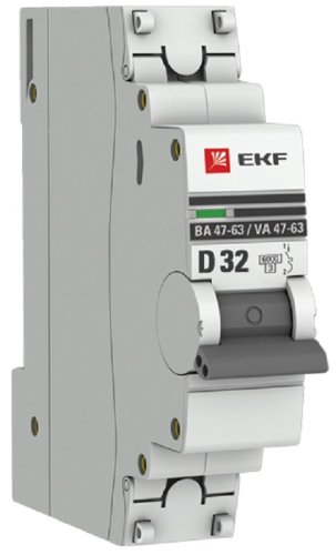 Выключатель автоматический EKF PROxima ВА47-63 1п 32А D 6кА фото Выключатель автоматический EKF PROxima ВА47-63 1п 32А D 6кА картинка